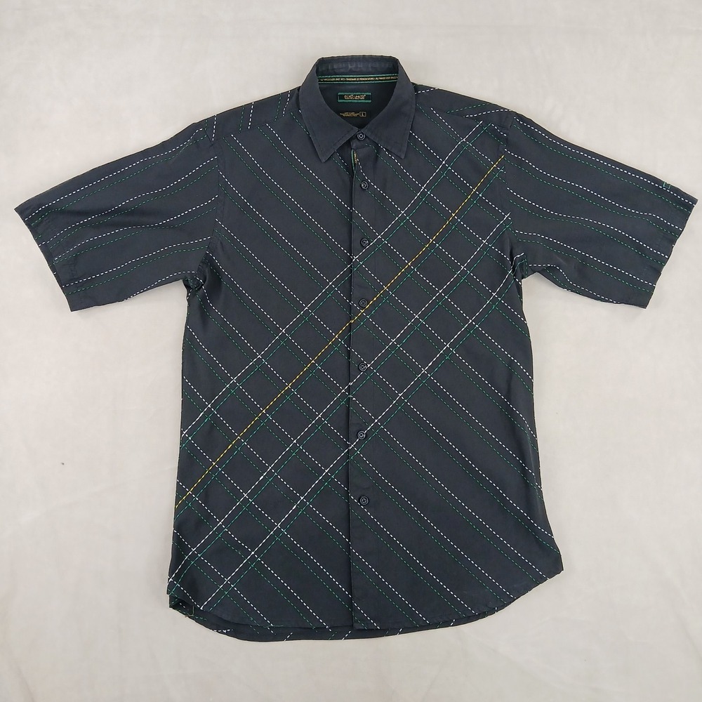 VTG Ecko Unltd Large Mens Shirt Button Up Short Sleeve Y2K Hip Hop 20x30 FLAWS